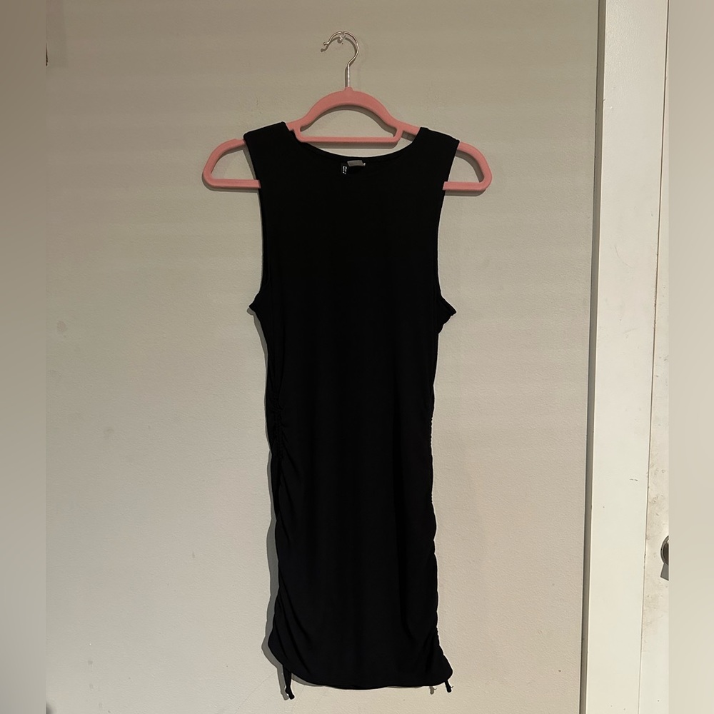 Divided H&M Black Ruched Bodycon Mini Dress.